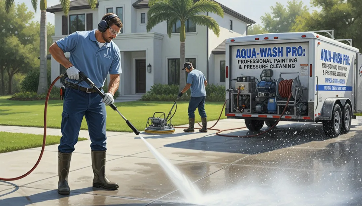 Concrete pressure cleaning for driveways and walkways in Andover, MA by Andover Paint Pros