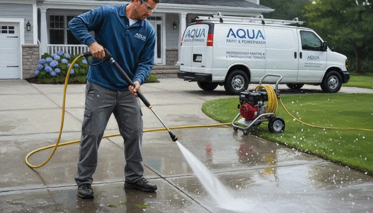 Concrete pressure cleaning in Andover, MA for driveways and walkways by Andover Paint Pros