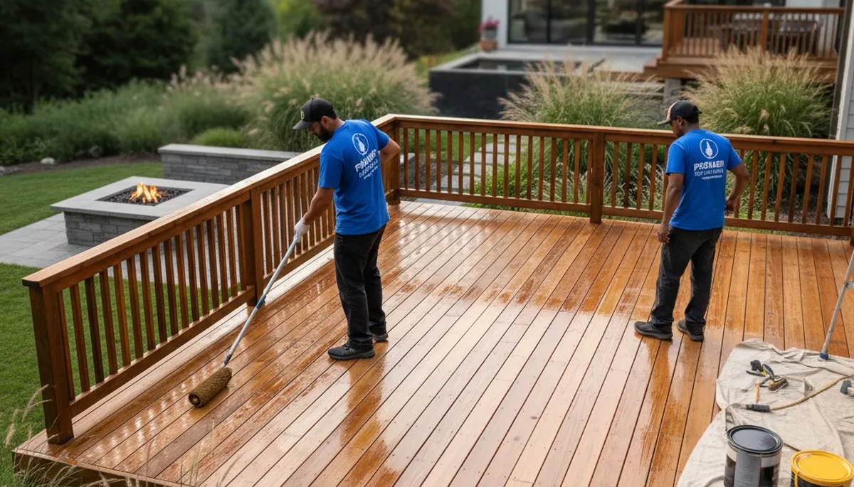 Deck sealed by professional painters in Andover, MA to protect wood from moisture and UV damage