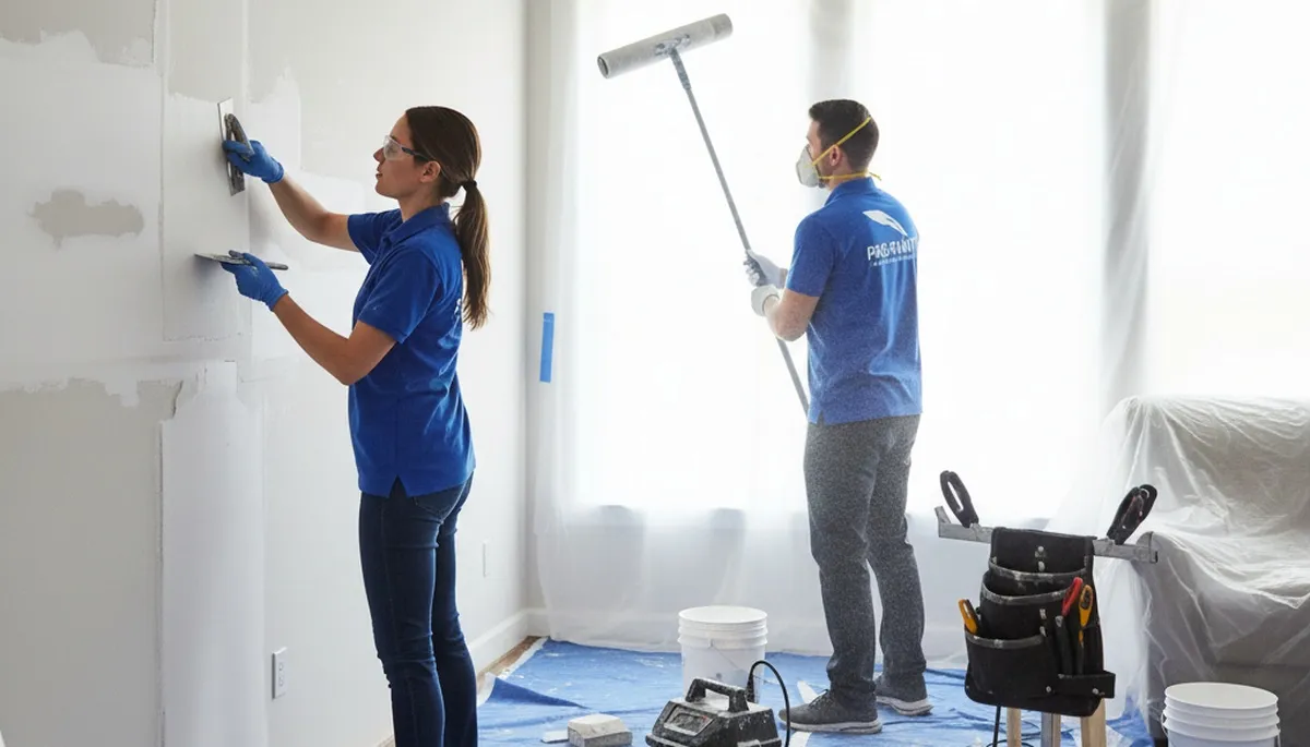 Drywall repair in Andover, MA for cracks, holes, and water damage on a residential wall