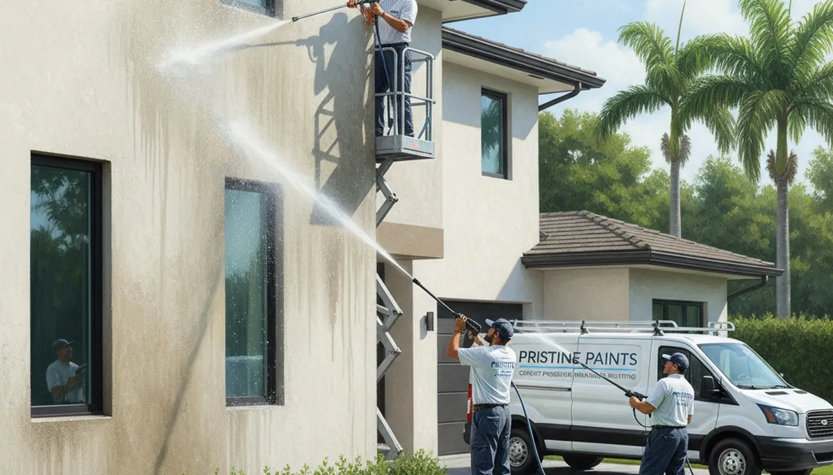 Pressure cleaning siding and driveway in Andover, MA by Andover Paint Pros