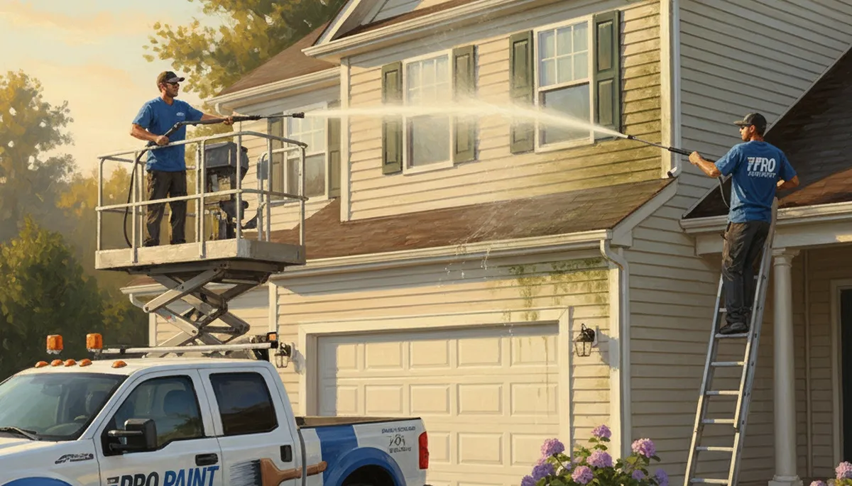 Vinyl siding pressure cleaning in Andover, MA by Andover Paint Pros to remove dirt and mildew